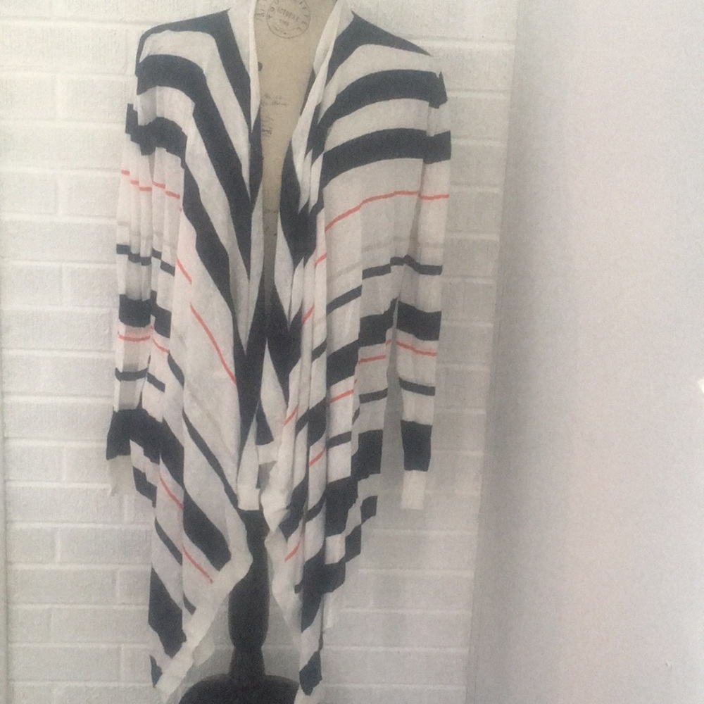 Tommy Hilfiger Navy Blue and White Stripe Cardigan